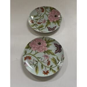 Set of‎ 2 Vintage Blue Bird Plates The Haldon Group Butterfly Country Farmhouse